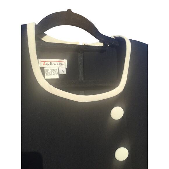 Vintage Talbots womens formal dress size 4 black white button classic Jackie o - Picture 10 of 14